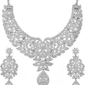 Touchstone Hollywood Glamour Filigree Motif Rhinestones Studded Diamond Set